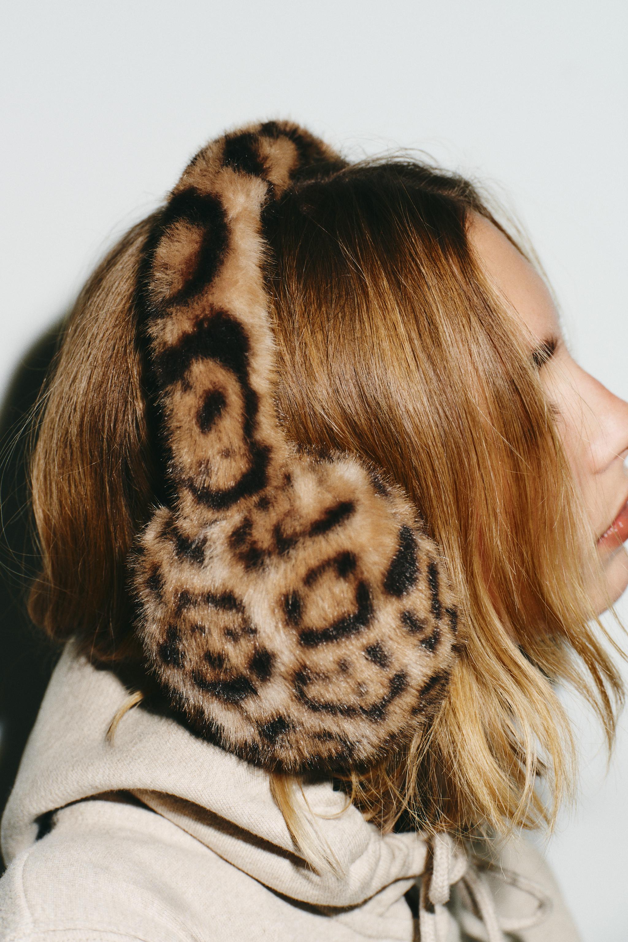 FAUX FUR ANIMAL PRINT EARMUFFS